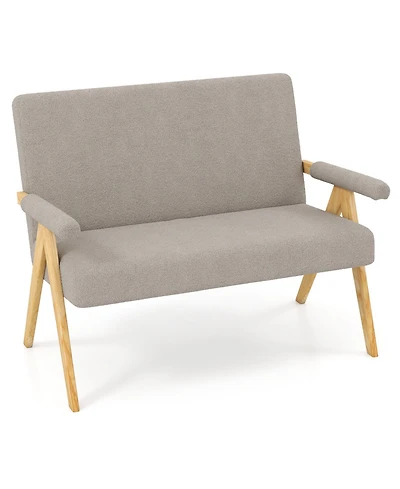 Sugift Loveseat Sofa with Armrests and Wooden Legs.