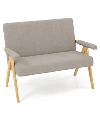 Sugift Loveseat Sofa with Armrests and Wooden Legs.