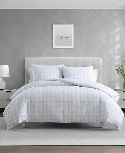 Vera Wang Blurred Plaid Cotton 3-Pc. Comforter Set