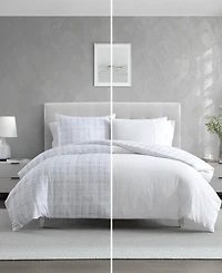 Vera Wang Blurred Plaid Cotton 3-Pc. Duvet Cover Set