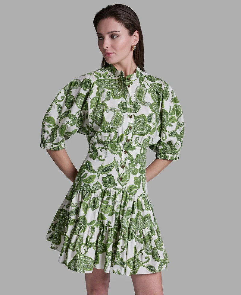 Bcbg Women's Paisley Print Puff-Sleeve Dress