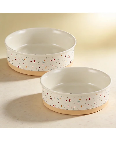 Aronkl Ceramic Pet Bowls Set of 2 Non-Slip Dishwasher Safe for Cats Dogs