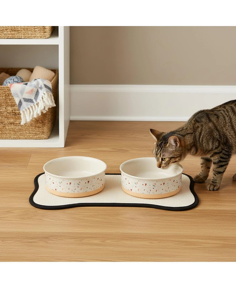 Aronkl Ceramic Pet Bowls Set of 2 Non-Slip Dishwasher Safe for Cats Dogs