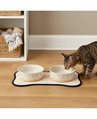 Aronkl Ceramic Pet Bowls Set of 2 Non-Slip Dishwasher Safe for Cats Dogs