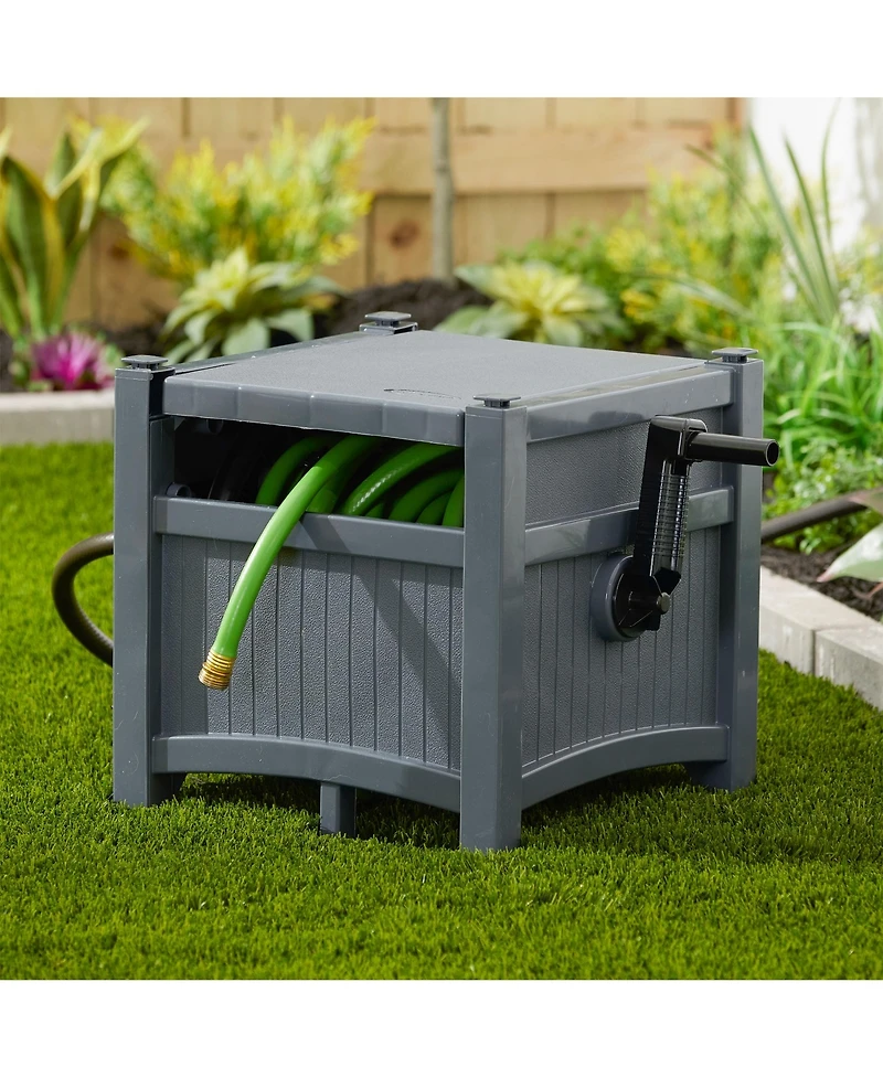 Suncast Hideaway 100' Resin Garden Hose Reel for 5/8" Hoses, Cyberspace