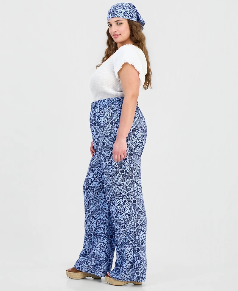Full Circle Trends Trendy Plus Bandana-Print Pull-On Pants