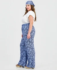 Full Circle Trends Trendy Plus Bandana-Print Pull-On Pants