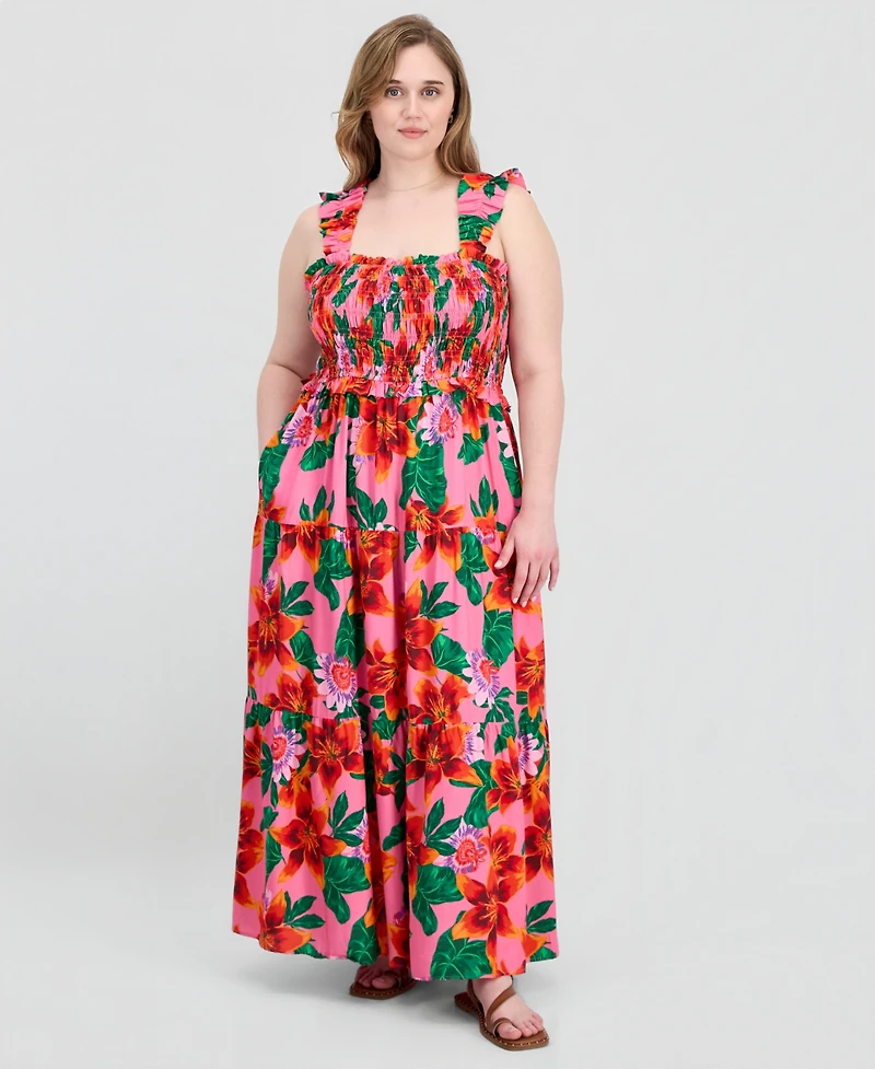 Full Circle Trends Plus Poof Strap Square Neck Rayon Dress