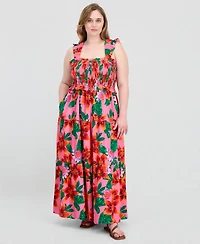 Full Circle Trends Plus Poof Strap Square Neck Rayon Dress