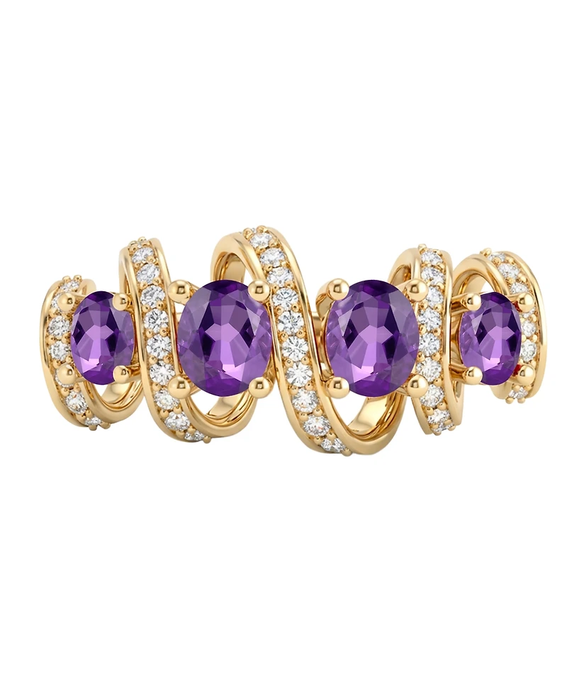 Macy's Amethyst (7/8 ct. t.w.) & Lab Grown White Sapphire (1/4 Ring 14k Gold Over Sterling Silver (Also Available Multi-Stones)