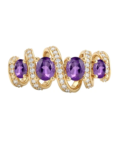 Macy's Amethyst (7/8 ct. t.w.) & Lab Grown White Sapphire (1/4 Ring 14k Gold Over Sterling Silver (Also Available Multi-Stones)