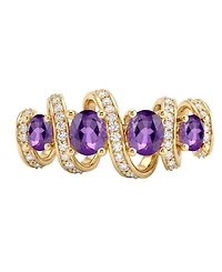 Macy's Amethyst (7/8 ct. t.w.) & Lab Grown White Sapphire (1/4 Ring 14k Gold Over Sterling Silver (Also Available Multi-Stones)