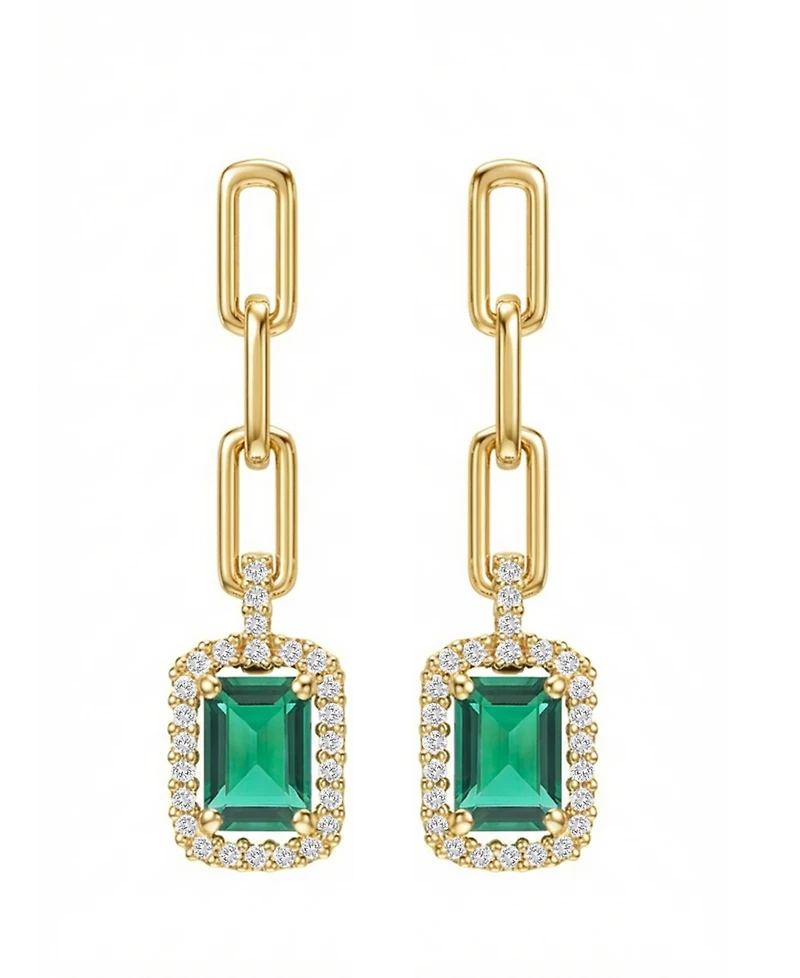 Macy's Lab Grown Ruby (1-1/3 ct. t.w.) & White Sapphire (1/4 Drop Earrings 14k Gold Over Sterling Silver (Also Available Mul