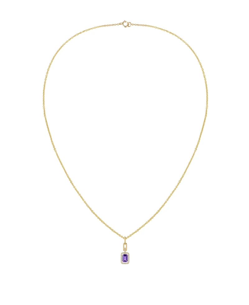 Macy's Lab Grown Emerald (3/4 ct. t.w.) & White Sapphire (1/5 Necklace 14k Gold Over Sterling Silver (Also Available Multi-S