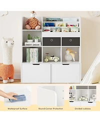 gaomon 1-Pieces Wooden Large-Drawer Cubbies Kids Storage Bookshelf Furniture