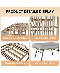 gaomon Oversized Wicker Egg Chair with Ottoman, Patio Lounge Egg Chair with Thick Cushion, Rattan Egg Basket with Steel Frame for Indoor/Outdoor