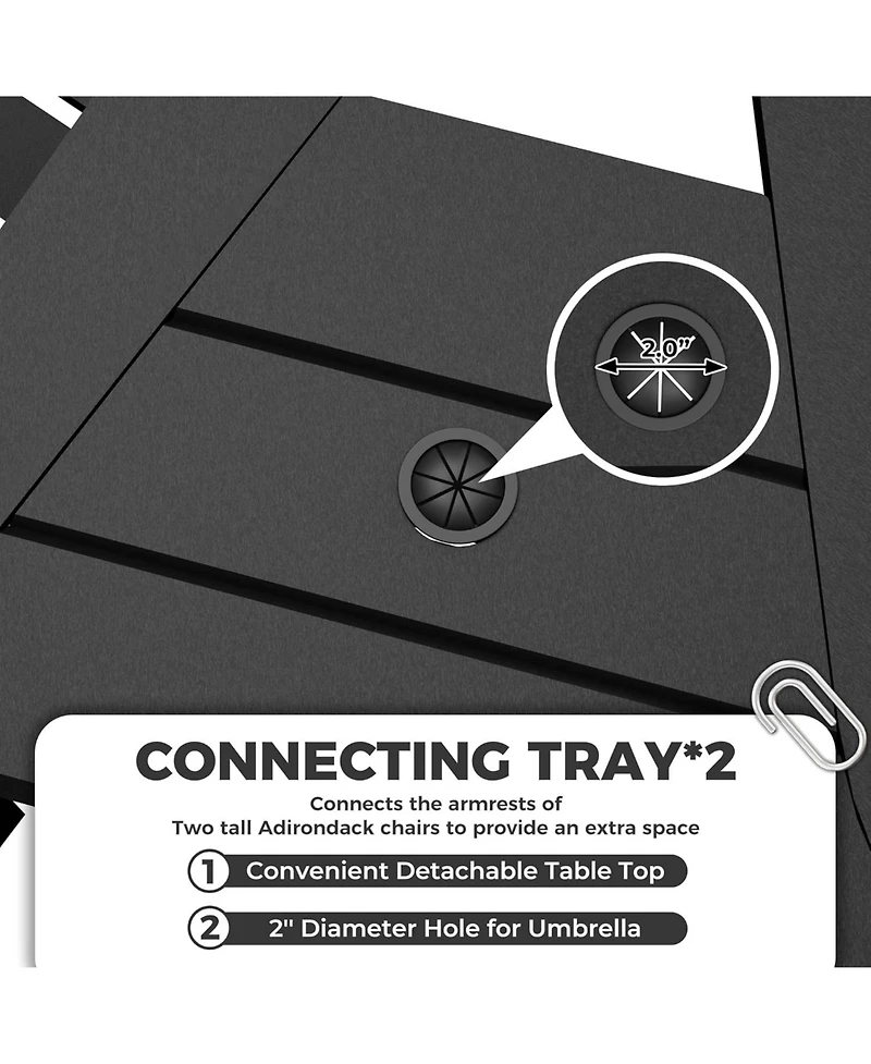 gaomon Outdoor Bar Height Adirondack Chairs with Connecting Tray, Balcony Chairs, Tall