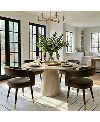 Maison Boucle Velvet Upholstered Dining Chairs Set of 2, Modern Open Back Armchairs