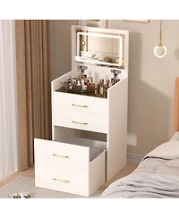 Flynama 3 in 1 Vanity Desk with Open Top Mirror Small Drawer and Shelf for Multi Functional Home Use