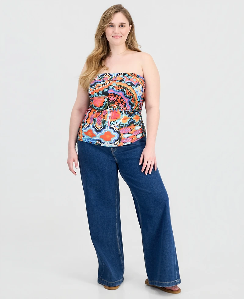 Full Circle Trends Trendy Plus Strapless Ruched Tube Top