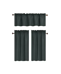 Rt Designers Collection 100% Polyester Gibson Solid 3 Piece Kitchen Curtains Valance and Tiers Set