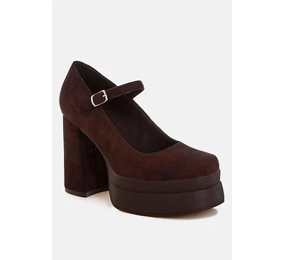 London Rag Women's Kenny Chunky Dual Buckle Strap Heels