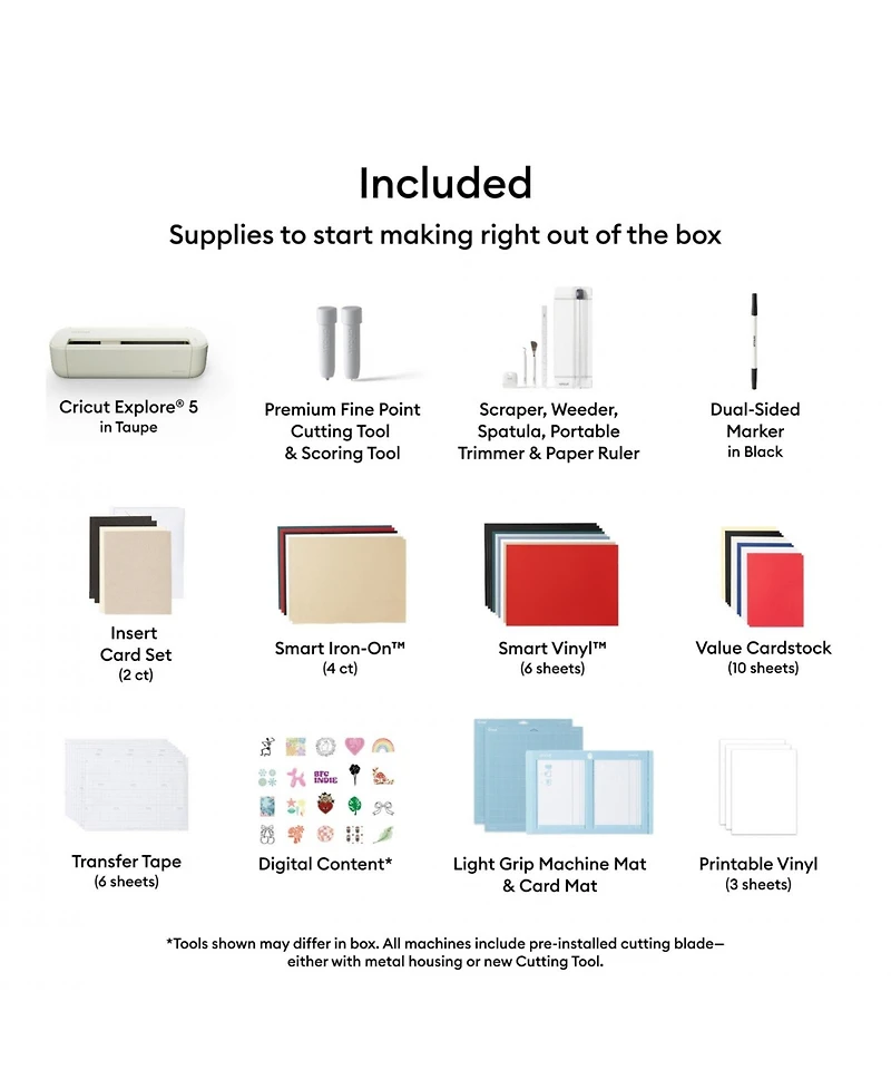 Cricut Explore 5 Crafting Machine Bundle with Smart Vinyl, Smart Iron-On Sheets and Digital Design eBook