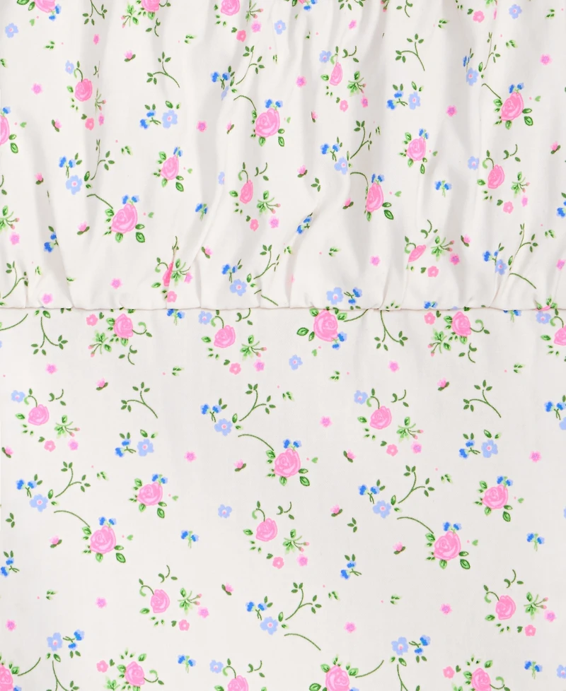 With Jules Girls' 7-16 Ruched Floral Print Short-Sleeve Milkmaid Top