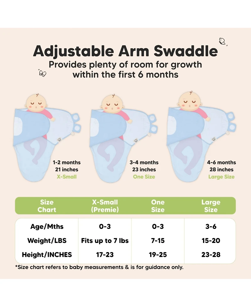 KeaBabies 3pk Soothe Baby Swaddle, Organic Swaddle Sleep Sacks, Newborn, Infant Sack