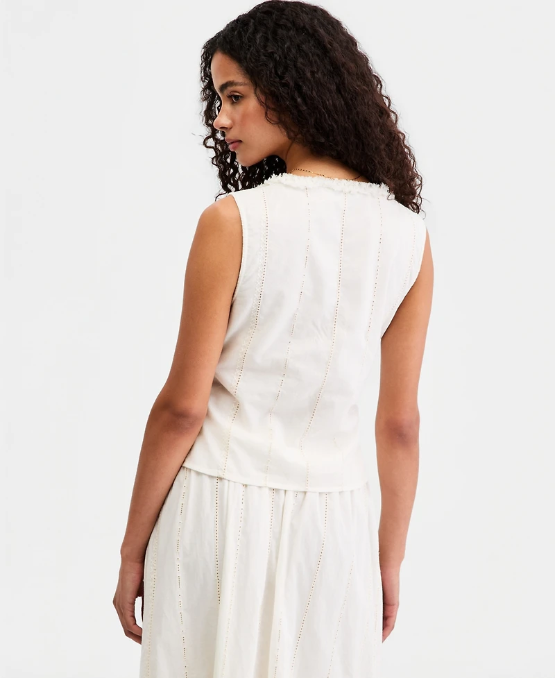 Liverpool Los Angeles Women's Embroidered Cotton Sleeveless Top