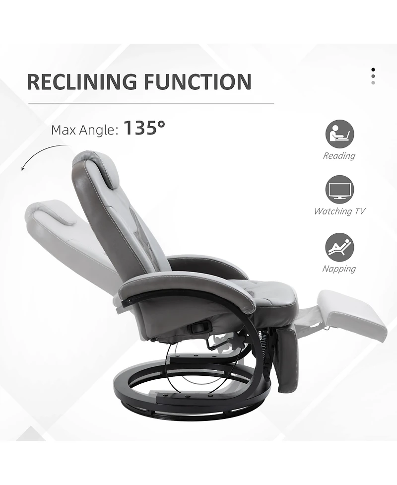 Homcom Fake Leather Rocking Living Room Chair with 360 Swivel Rotation & Sponge Cushion