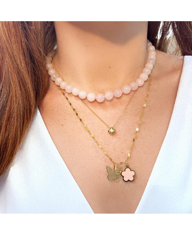 The Lovery Mini Gold Puffy Clover Necklace 14K Gold
