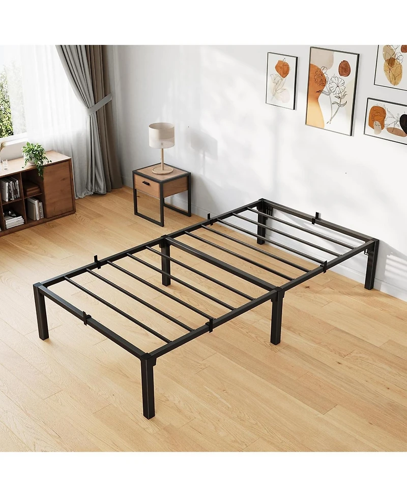 Gaomon 16 Inch Twin Size Bed Frame – No-Screw Metal Platform Bed Frame, Easy Disassembly, Heavy Duty Steel Slats