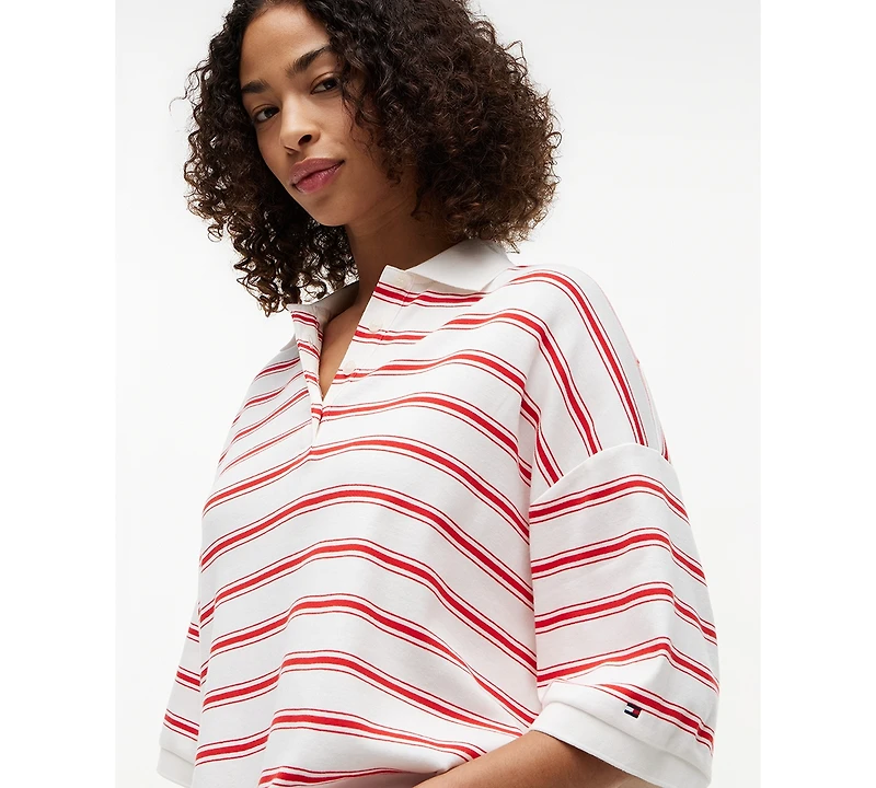 Tommy Hilfiger Women's Multi-Stripe Oversized Polo Shirt