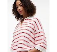 Tommy Hilfiger Women's Multi-Stripe Oversized Polo Shirt