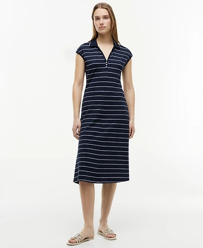 Tommy Hilfiger Women's Henley Polo Midi Dress