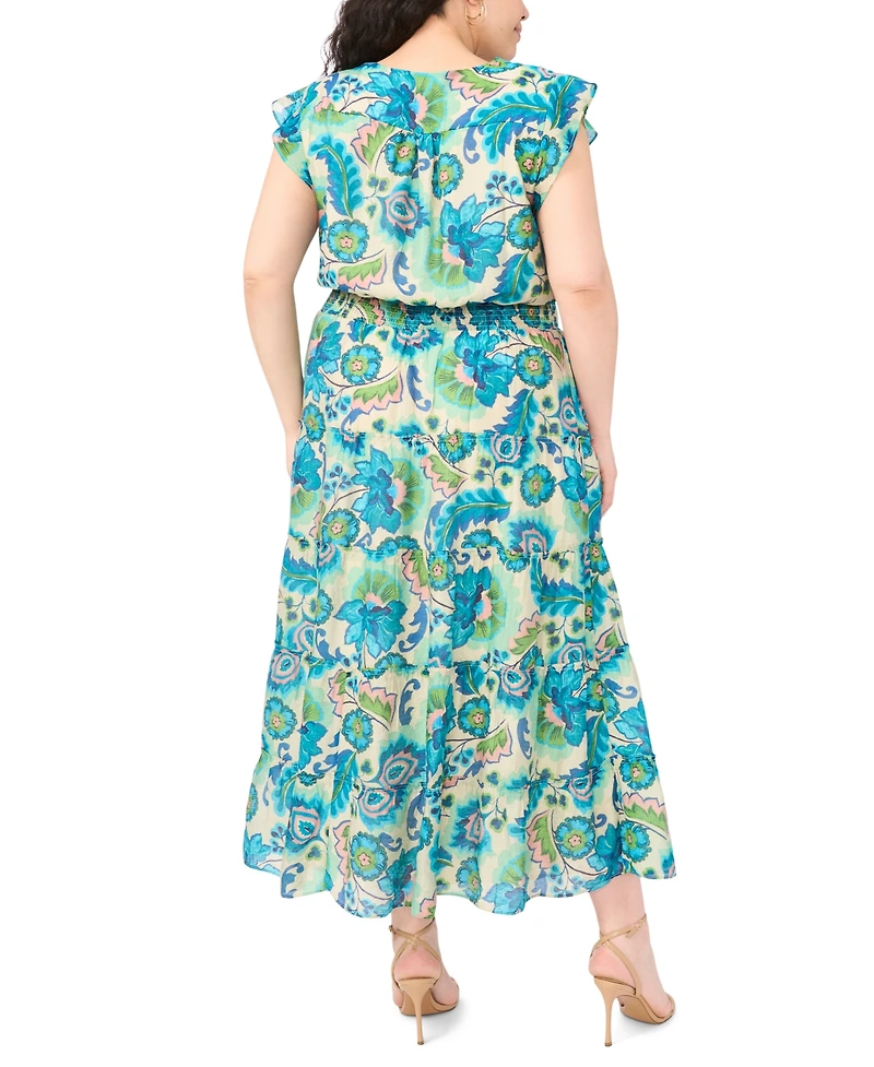 Msk Plus Smocked Waist Tiered Maxi Dress