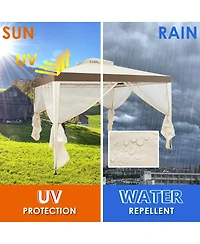 Slickblue Outdoor Patio Gazebo Tent with Mosquito Netting