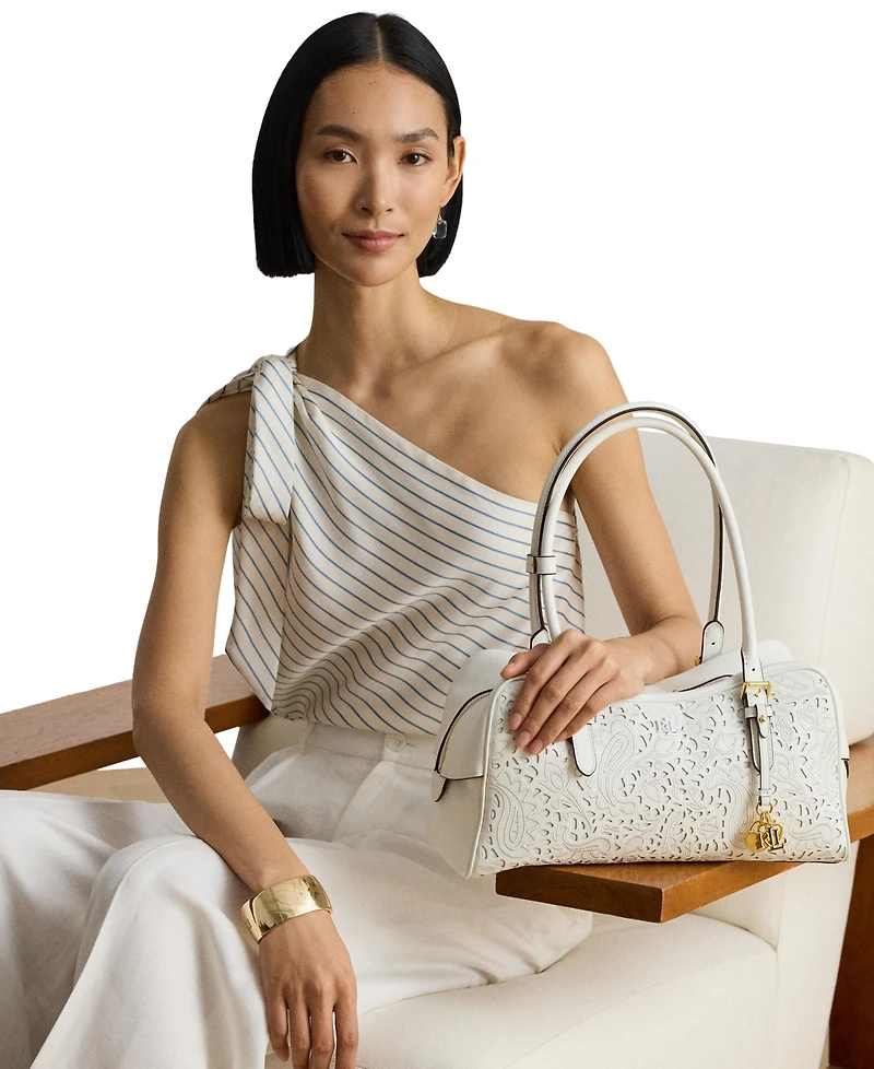 Lauren Ralph Lauren Marcy Large Perforated Nappa Leather Satchel Bag