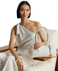 Lauren Ralph Lauren Marcy Large Perforated Nappa Leather Satchel Bag