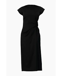 Ivonne Women's Off-Shoulder Straight Satin Dress with Side Knot