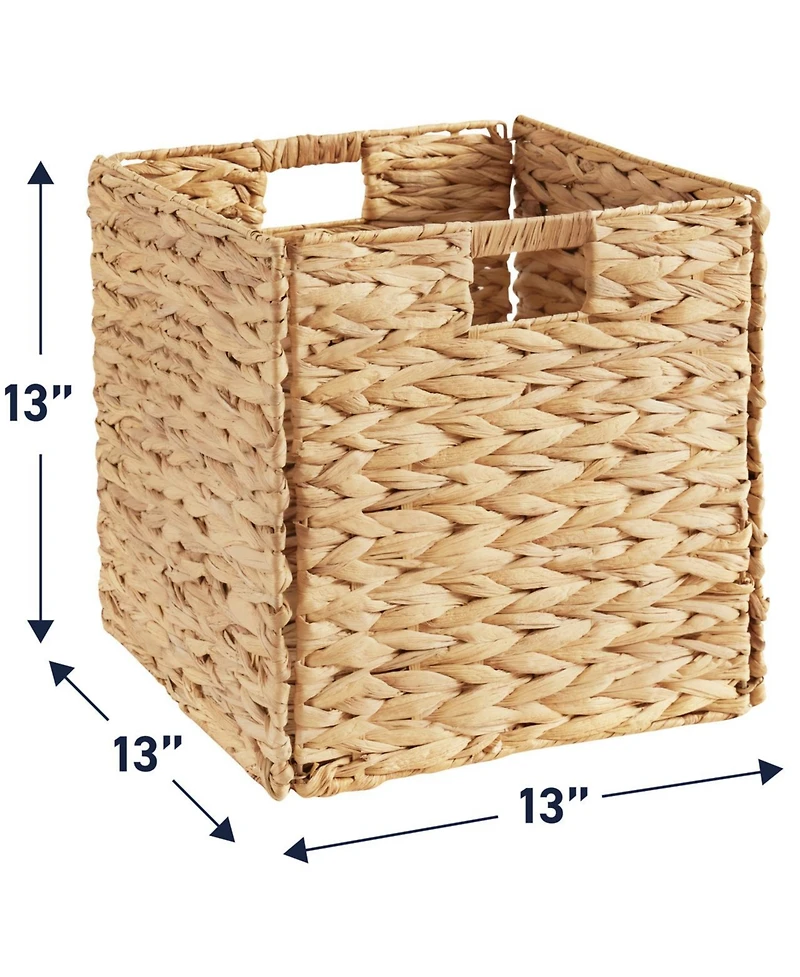 Ornavo Home Set of 8 Water Hyacinth Storage Cube Bin Basket