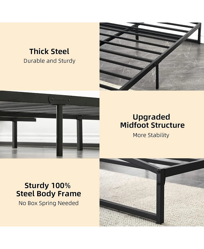 gaomon Twin 6in Metal Platform Bed Frame Steel Slats No Box Spring