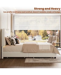 gaomon Twin Led Upholstered Platform Bed for Kids, 2 Drawers, Storage Headboard, Sturdy Wood Slats, Noise-Free