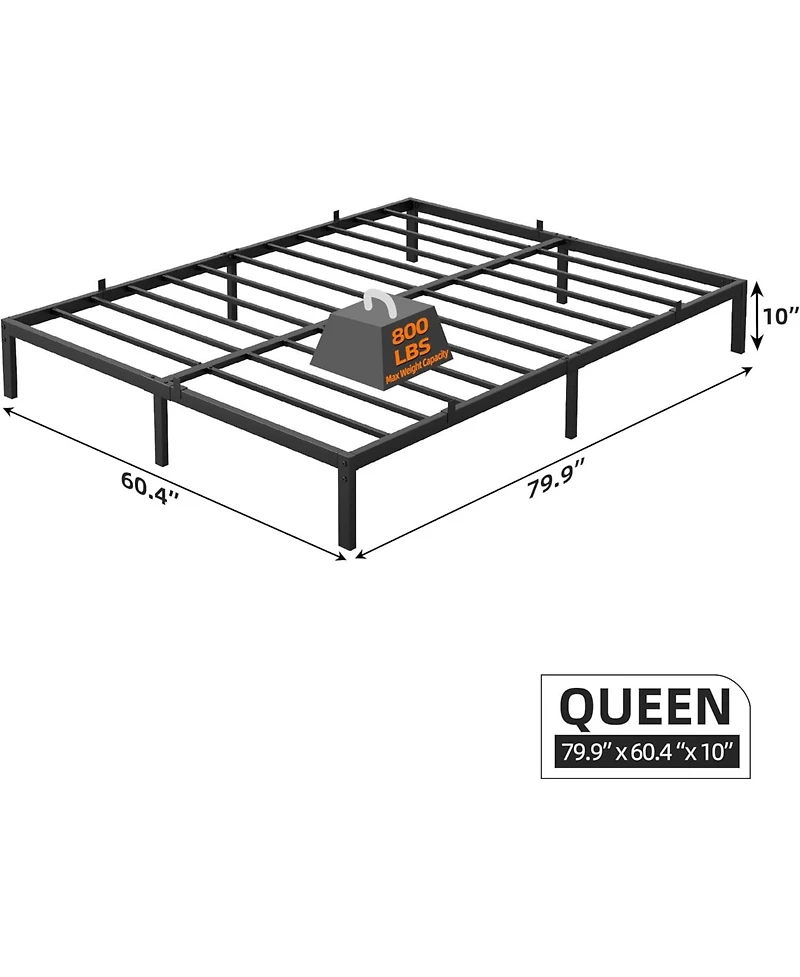 gaomon 10" Queen Metal Platform Bed Frame, Low Profile, Noise-Free, Easy Assembly, Mattress Base, No Box Spring