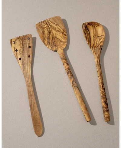 Gharyan Stoneware, Natural Olive Wood Utensils Bundle