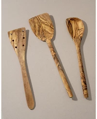 Gharyan Stoneware, Natural Olive Wood Utensils Bundle