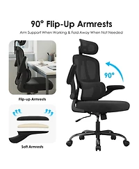 Rainsken Ergonomic Office Chair, Adjustable Swivel Desk Chair with Headrest and Lumbar Support, Computer Chair for Home Office
