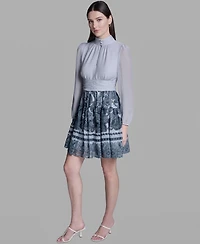 Bcbg Women's Long-Sleeve Mock Neck Dress