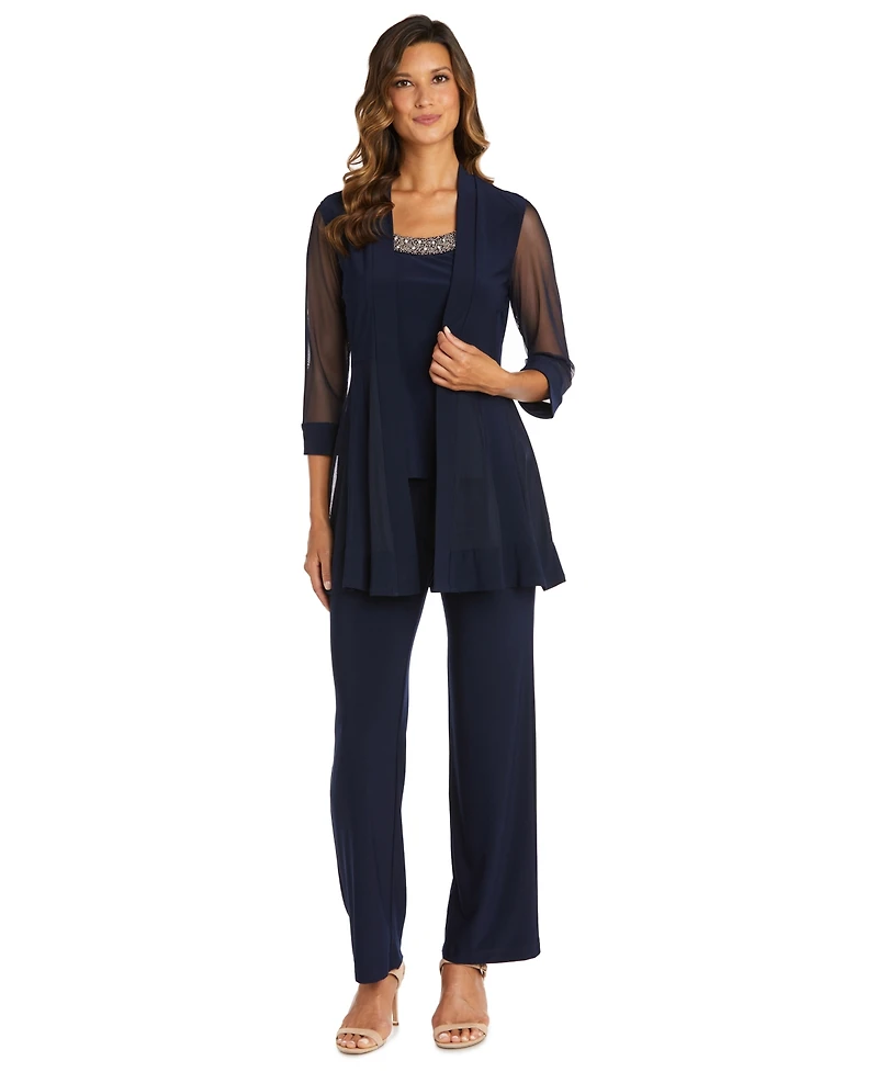 R & M Richards Embellished Layered-Look Pantsuit